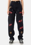 画像1: 21AW M.E.D.M MEDM Star Wide Leg Denimユニセックス 男女兼用  エンブレム付き ワイドストレート デニム パンツ (1)