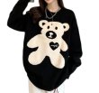 画像6: Women's Bear & heart pattern embroidered Sweater　ベア 熊＆ハート編み込みセーター プルオーバー (6)