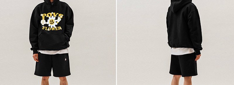 画像6: UnisexHoodie Hoodiesweater Pullover  ユニセックス 男女兼用フラワースマイルプリントフーディー パーカー (6)