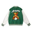 画像2: Feel lonely puzzle bear embroideryBASEBALL JACKET baseball uniform jacket blouson  ユニセックス 男女兼用パズルベアエンブレムスタジアムジャンパー スタジャン MA-1 ボンバー ジャケット ブルゾン (2)