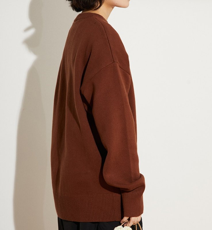 画像4: Unisex Crochet Sweater with K Logo & Smile Pullover  ユニセックス 男女兼用Kロゴ&スマイル編み込みセーター (4)