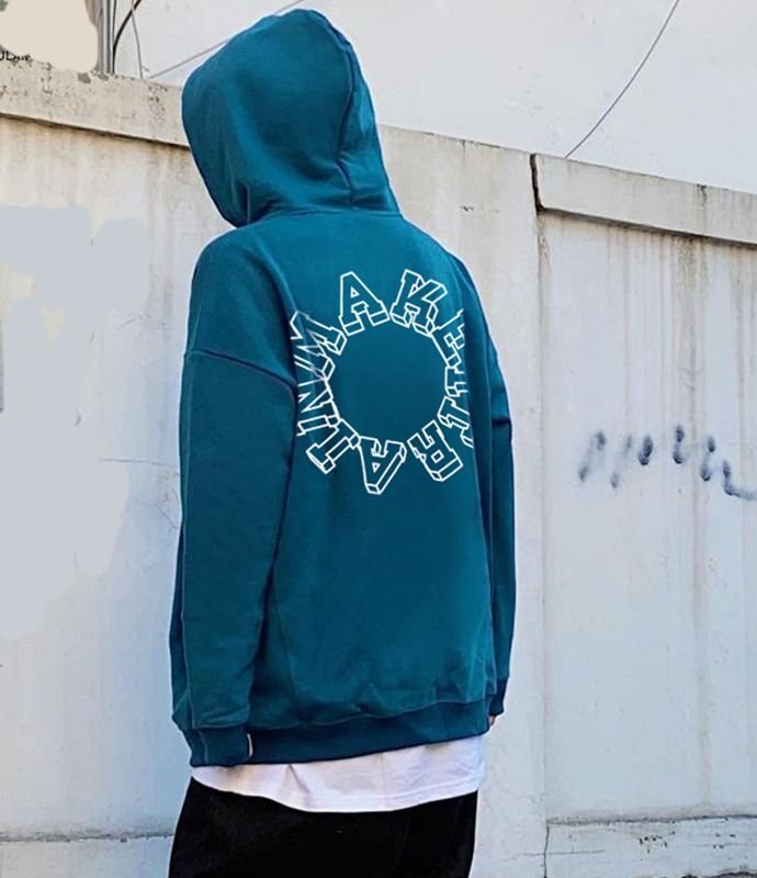 画像8: Unisex  personality hollow letter printing hooded Pullover  ユニセックス 男女兼用サークルアルファベットロゴプリントフーディー パーカー (8)