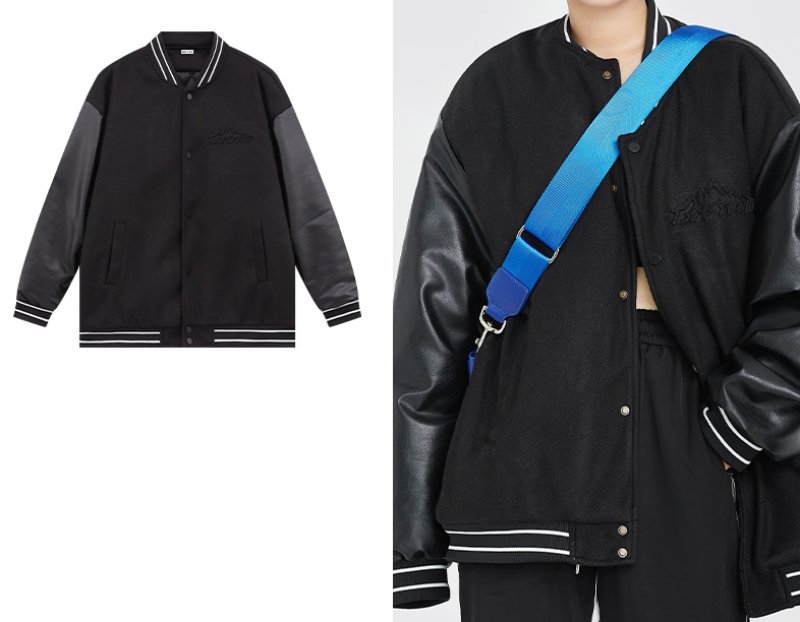 画像5: mountain letter pattern BASEBALL JACKET baseball uniform jacket blouson  ユニセックス 男女兼用スマウンテンレタースタジアムジャンパー スタジャン MA-1 ボンバー ジャケット ブルゾン (5)