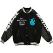 画像1: Alphabet logo embroideryBASEBALL JACKET baseball uniform jacket blouson  ユニセックス 男女兼用スリーブアルファベットロゴスタジアムジャンパー スタジャン MA-1 ボンバー ジャケット ブルゾン (1)