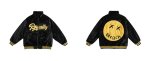 画像7:  Far smile embroidery BASEBALL JACKET baseball uniform jacket blouson  ユニセックス 男女兼用ビッグスマイル刺繍スタジアムジャンパー スタジャン MA-1 ボンバー ジャケット ブルゾン (7)