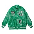 画像7: PU leather embroidery BASEBALL JACKET baseball uniform jacket blouson  ユニセックス 男女兼用アイマーク刺繍スタジアムジャンパー スタジャン MA-1 ボンバー ジャケット ブルゾン (7)