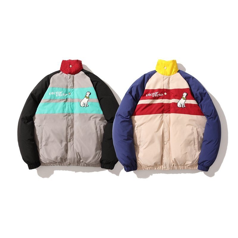 画像5: Pop color dog embroidery down down jacket coat blouson   ユニセックス 男女兼用ポップカラードッグエンブレムダウンジャケット ブルゾン (5)