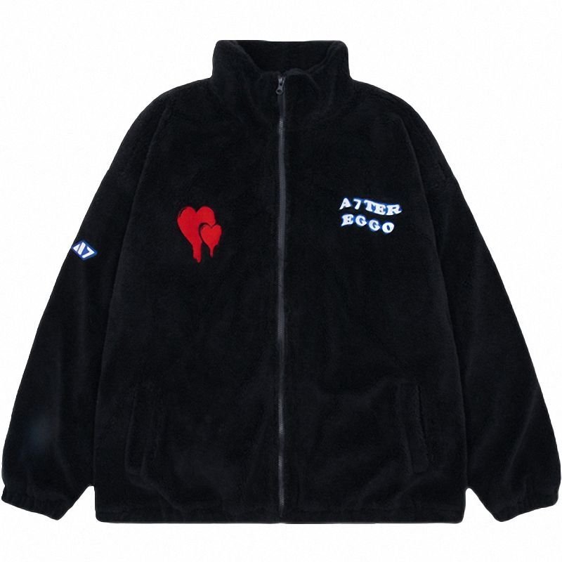 画像2: KILLWINNER x A7TER EGGO co-branded dissolving love lamb velvet jacket Fleece Jacket  coat blouson   ユニセックス 男女兼用KILLWINNER x A7TEREGGOコラボ フリースジジャケット ブルゾン (2)