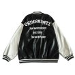 画像3: MASKTIDE letter embroidery leather BASEBALL JACKET baseball uniform jacket blouson  ユニセックス 男女兼用刺繍 MASKTIDEレター刺繍 レザースタジアムジャンパー スタジャン MA-1 ボンバー ジャケット ブルゾン (3)