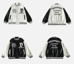 画像5: MASKTIDE letter embroidery leather BASEBALL JACKET baseball uniform jacket blouson  ユニセックス 男女兼用刺繍 MASKTIDEレター刺繍 レザースタジアムジャンパー スタジャン MA-1 ボンバー ジャケット ブルゾン (5)