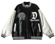 画像7: MASKTIDE letter embroidery leather BASEBALL JACKET baseball uniform jacket blouson  ユニセックス 男女兼用刺繍 MASKTIDEレター刺繍 レザースタジアムジャンパー スタジャン MA-1 ボンバー ジャケット ブルゾン (7)