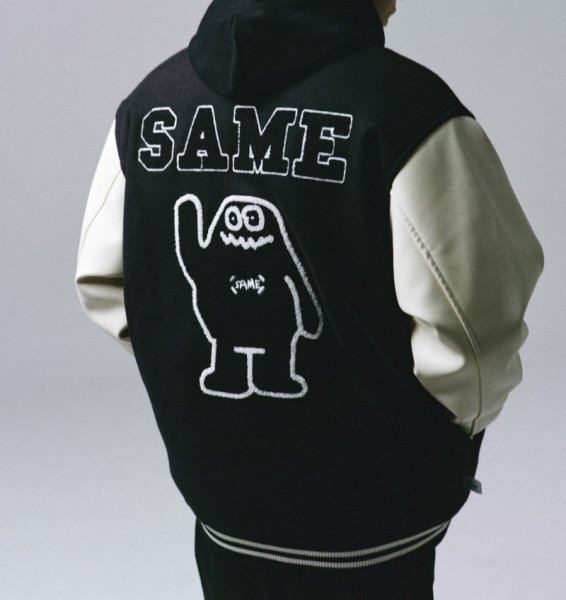 画像1: SAME logo embroidery BASEBALL JACKET baseball uniform jacket blouson  ユニセックス 男女兼用SAMEロゴ刺繍スタジアムジャンパー スタジャン MA-1 ボンバー ジャケット ブルゾン (1)