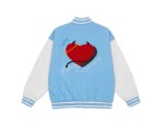 画像2: Polar fleece devil love embroidery BASEBALL JACKET baseball uniform jacket blouson  ユニセックス 男女兼用ポーラーフリースデビルラブ刺繍 スタジアムジャンパー スタジャン MA-1 ボンバー ジャケット ブルゾン (2)