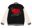 画像1: Polar fleece devil love embroidery BASEBALL JACKET baseball uniform jacket blouson  ユニセックス 男女兼用ポーラーフリースデビルラブ刺繍 スタジアムジャンパー スタジャン MA-1 ボンバー ジャケット ブルゾン (1)