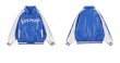 画像4: Alphabet logo embroidered leather jacket BASEBALL JACKET baseball uniform jacket blouson  ユニセックス 男女兼用アルファベットロゴ刺繍レザースタジアムジャンパー スタジャン MA-1 ボンバー ジャケット ブルゾン (4)