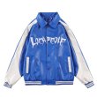 画像5: Alphabet logo embroidered leather jacket BASEBALL JACKET baseball uniform jacket blouson  ユニセックス 男女兼用アルファベットロゴ刺繍レザースタジアムジャンパー スタジャン MA-1 ボンバー ジャケット ブルゾン (5)