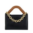 画像1: Square leather chain point tote shoulder bag　チェーンがポイントスクエアレザートートショルダーバッグ (1)