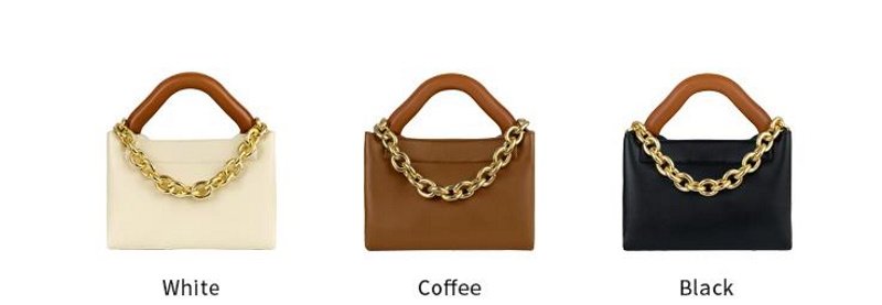 画像4: Square leather chain point tote shoulder bag チェーンがポイントスクエアレザートートショルダーバッグ (4)