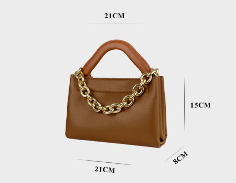画像8: Square leather chain point tote shoulder bag チェーンがポイントスクエアレザートートショルダーバッグ (8)