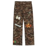 画像2: Unisex camouflage embroidered straight casual pants trousers 　男女兼用ユニセックス カモフラージュ刺繍 ストレートカジュアルパンツ ジーンズ (2)
