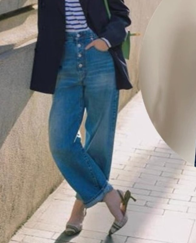 画像9: Women’s four-button high-waisted denim pants jeans  4つボタンハイウエストブレストデニムパンツ ジーンズ (9)