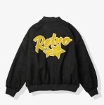 画像3: pointed star flocking embroidery BASEBALL JACKET baseball uniform jacket blouson  ユニセックス 男女兼用スター 星刺繍レザースタジアムジャンパー スタジャン MA-1 ボンバー ジャケット ブルゾン (3)