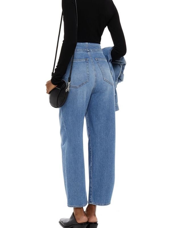画像2: Women’s four-button high-waisted denim pants jeans  4つボタンハイウエストブレストデニムパンツ ジーンズ (2)