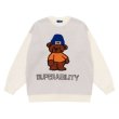 画像5: Unisex Bear Crew Neck SweaterPullover　 ユニセックス 男女兼用ベア熊&super bilty編み込みセーター (5)