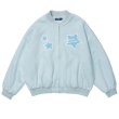 画像2: pointed star flocking embroidery BASEBALL JACKET baseball uniform jacket blouson  ユニセックス 男女兼用スター 星刺繍レザースタジアムジャンパー スタジャン MA-1 ボンバー ジャケット ブルゾン (2)