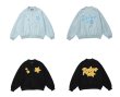 画像6: pointed star flocking embroidery BASEBALL JACKET baseball uniform jacket blouson  ユニセックス 男女兼用スター 星刺繍レザースタジアムジャンパー スタジャン MA-1 ボンバー ジャケット ブルゾン (6)