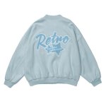 画像4: pointed star flocking embroidery BASEBALL JACKET baseball uniform jacket blouson  ユニセックス 男女兼用スター 星刺繍レザースタジアムジャンパー スタジャン MA-1 ボンバー ジャケット ブルゾン (4)