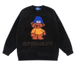 画像2: Unisex Bear Crew Neck SweaterPullover　 ユニセックス 男女兼用ベア熊&super bilty編み込みセーター (2)