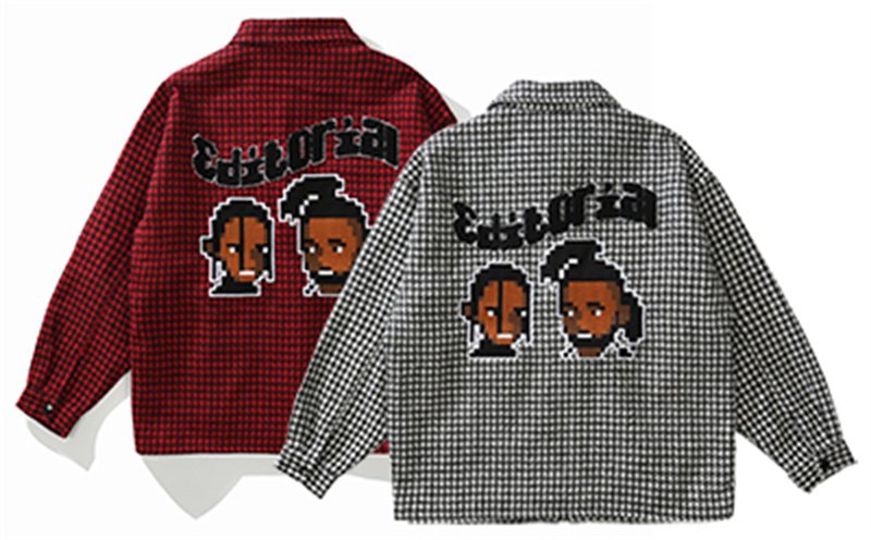 画像6: Houndstooth Long Sleeve Wrapper Shirt  JACKET  blouson  ユニセックス 男女兼用ボーイズラッパー千鳥格子ジャンパー ジャケット ブルゾン (6)