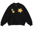 画像1: pointed star flocking embroidery BASEBALL JACKET baseball uniform jacket blouson  ユニセックス 男女兼用スター 星刺繍レザースタジアムジャンパー スタジャン MA-1 ボンバー ジャケット ブルゾン (1)