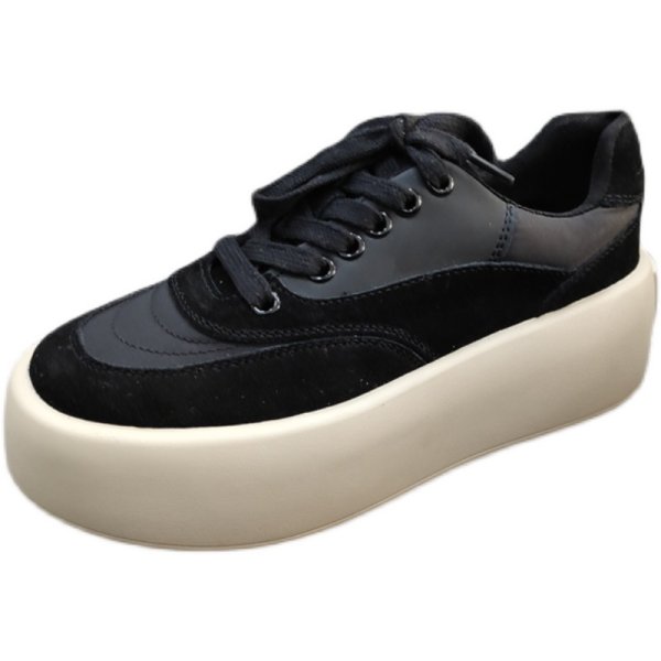 画像1: platform leather lace-up shoes sneakers 厚底プラットホームレザーレースアップスニーカー (1)