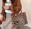 画像5: leopard Cow pattern print plush handbag tote bag　ヒョウ柄レオパード カウ柄トートバッグ (5)