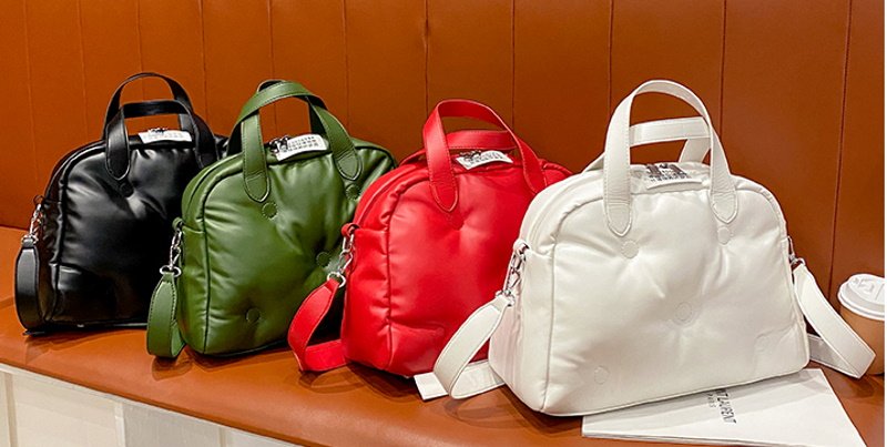 画像6: soft leatherBoston pillow shoulder  tote bag ソフトレザーピローボストントートショルダーバッグ (6)