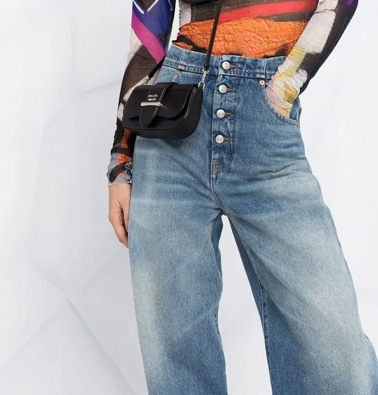 画像7: Women’s four-button high-waisted denim pants jeans  4つボタンハイウエストブレストデニムパンツ ジーンズ (7)