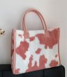 画像3: leopard Cow pattern print plush handbag tote bag　ヒョウ柄レオパード カウ柄トートバッグ (3)