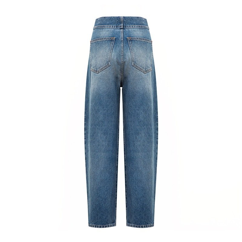 画像4: Women’s four-button high-waisted denim pants jeans  4つボタンハイウエストブレストデニムパンツ ジーンズ (4)