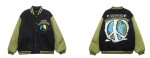 画像8:  love is always there＆peace symbol logo embroidery BASEBALL JACKET baseball uniform jacket blouson  ユニセックス 男女兼用love is always there&ピース ロゴ刺繍 スタジアムジャンパー スタジャン MA-1 ボンバー ジャケット ブルゾン (8)