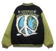 画像1:  love is always there＆peace symbol logo embroidery BASEBALL JACKET baseball uniform jacket blouson  ユニセックス 男女兼用love is always there&ピース ロゴ刺繍 スタジアムジャンパー スタジャン MA-1 ボンバー ジャケット ブルゾン (1)