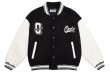 画像3: vision Logo embroideryBASEBALL JACKET baseball uniform jacket blouson  ユニセックス 男女兼用vision刺繍レザースタジアムジャンパー スタジャン MA-1 ボンバー ジャケット ブルゾン (3)