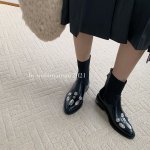 画像6: metal decorative elastic tube rear zipper women's boots 　メタルレザーショートブーツ  チェルシーブーツ (6)