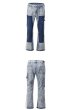 画像3: Unisex men's wash water and make old splash ink color matching deconstructed flared pants Jeans   ユニセックス男女兼用スプラッシュインク＆カラーマッチング デニム パンツ ジーンズ (3)