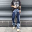 画像7: Unisex men's wash water and make old splash ink color matching deconstructed flared pants Jeans   ユニセックス男女兼用スプラッシュインク＆カラーマッチング デニム パンツ ジーンズ (7)