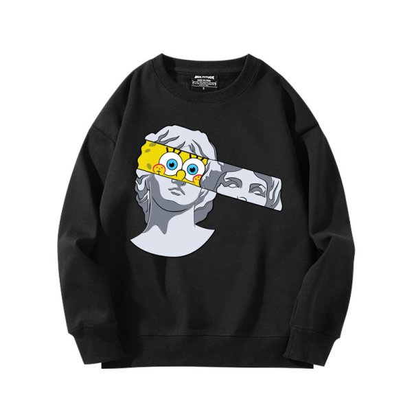 画像1: SpongeBob＆ plaster co-branded round neck sweater pullover   ユニセックス 男女兼用スポンジボブ&レプリカ プルオーバー トレーナー (1)