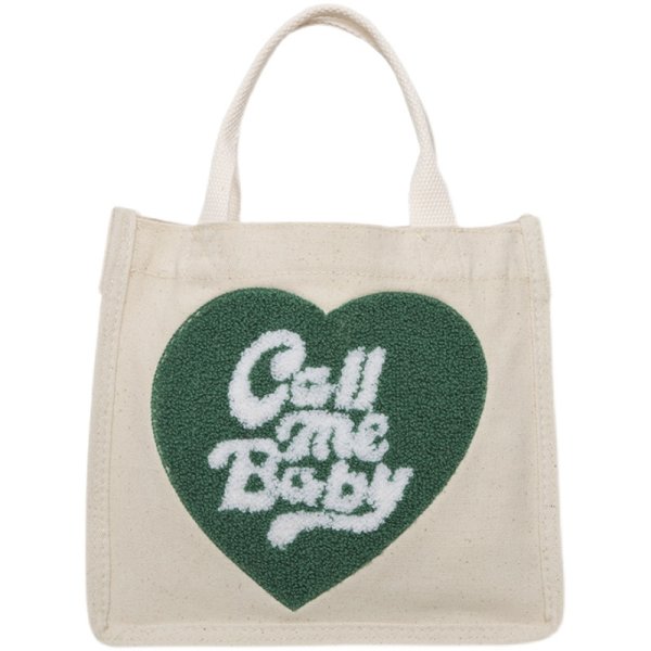 画像1: Embroidered canvas tote bag　ハートエンブレムキャンバストート エコ バッグ (1)