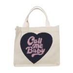 画像3: Embroidered canvas tote bag　ハートエンブレムキャンバストート エコ バッグ (3)
