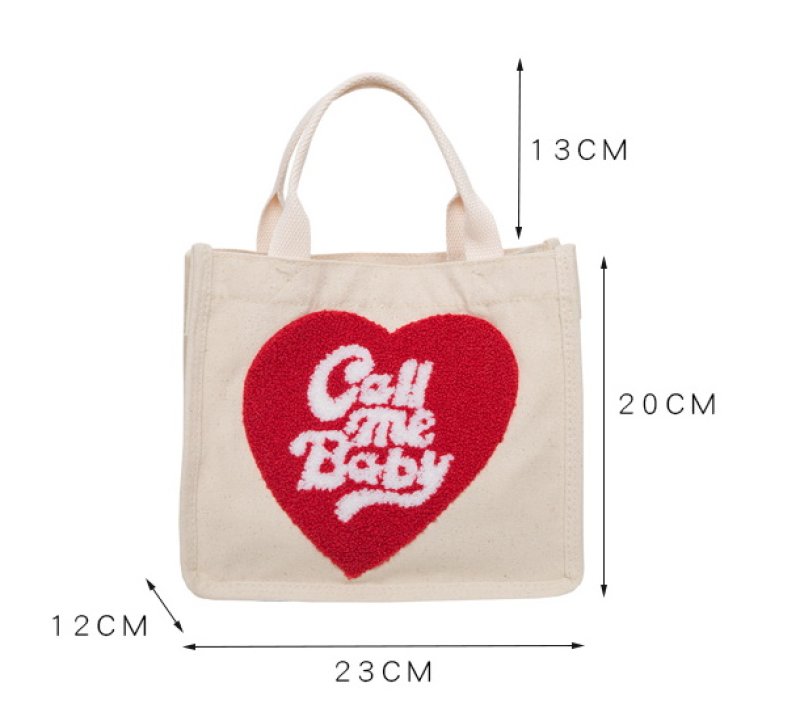 画像5: Embroidered canvas tote bag ハートエンブレムキャンバストート エコ バッグ (5)